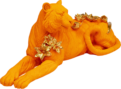 Kare - Deco Figurine Flower Leoard Orange 26cm