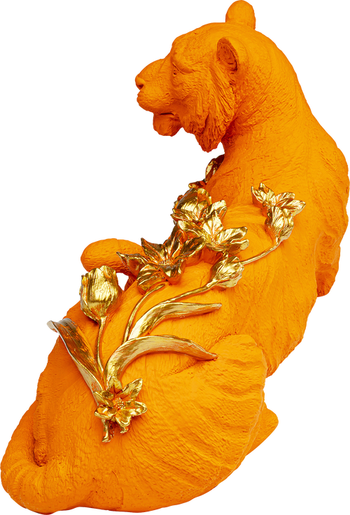 Kare - Deco Figurine Flower Leoard Orange 26cm