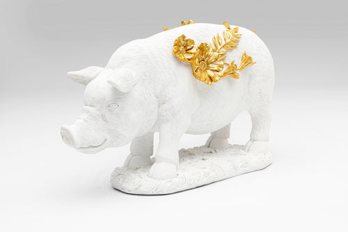 Kare - Deco Figurine Flower Pig White 21cm