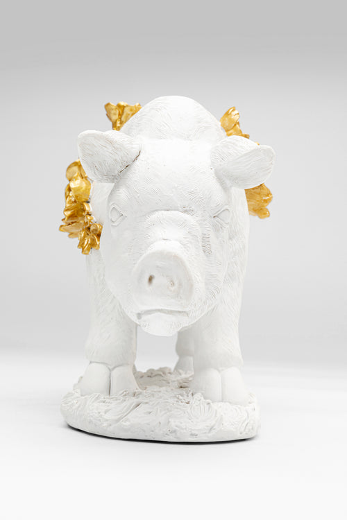 Kare - Deco Figurine Flower Pig White 21cm