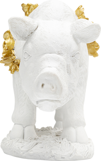 Kare - Deco Figurine Flower Pig White 21cm