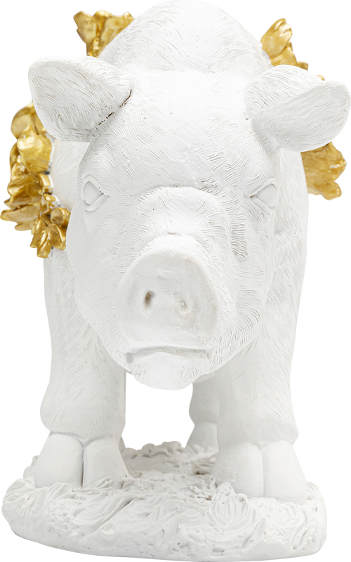 Kare - Deco Figurine Flower Pig White 21cm