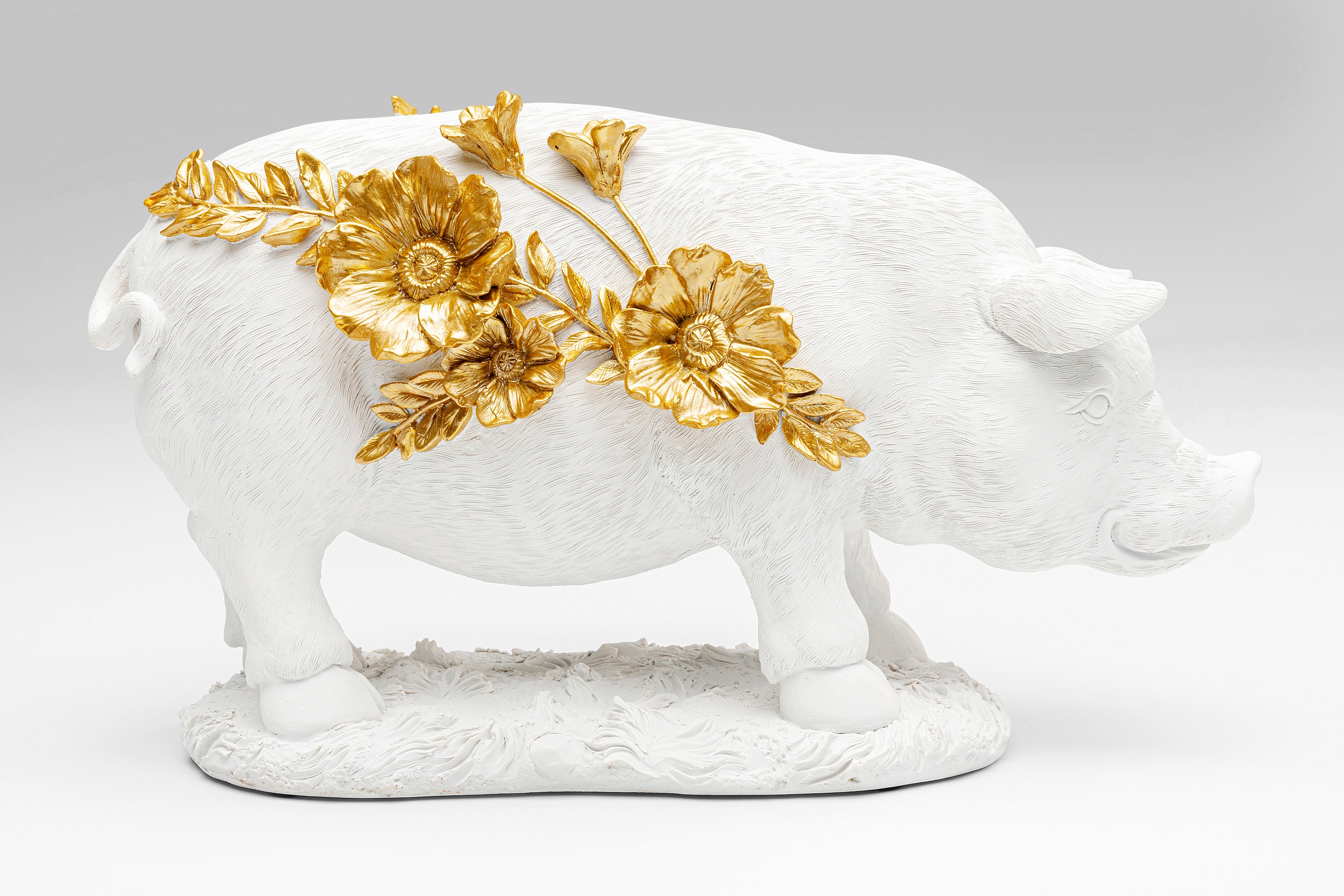 Kare - Deco Figurine Flower Pig White 21cm
