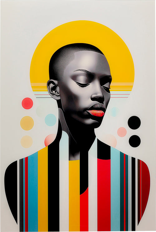 Kare - Glass Picture Muse Retro Lady Yellow 80x120cm