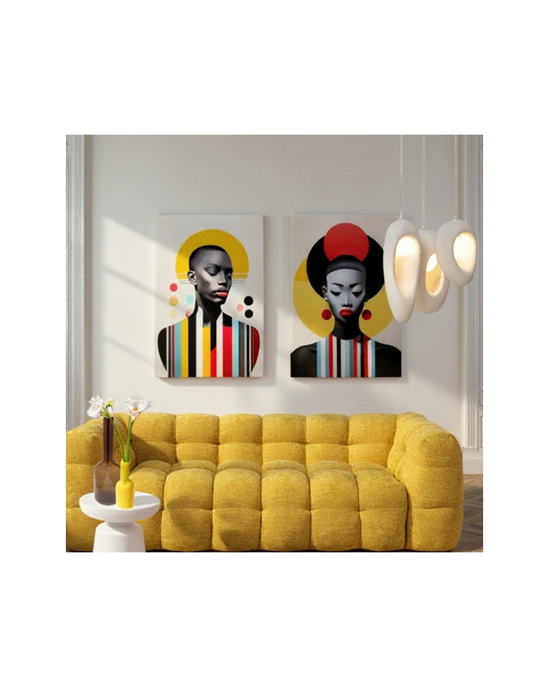 Kare - Glass Picture Muse Retro Lady 30x40cm (2/Set)