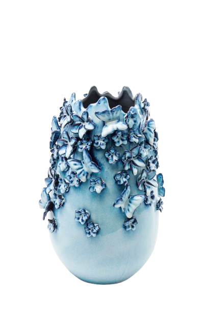 Kare - Vase Butterflies Lightblue 35cm
