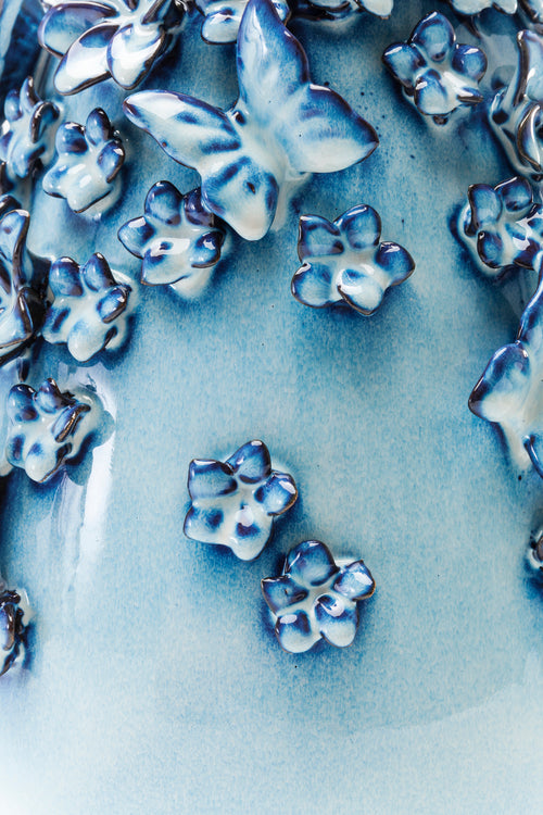 Kare - Vase Butterflies Lightblue 35cm