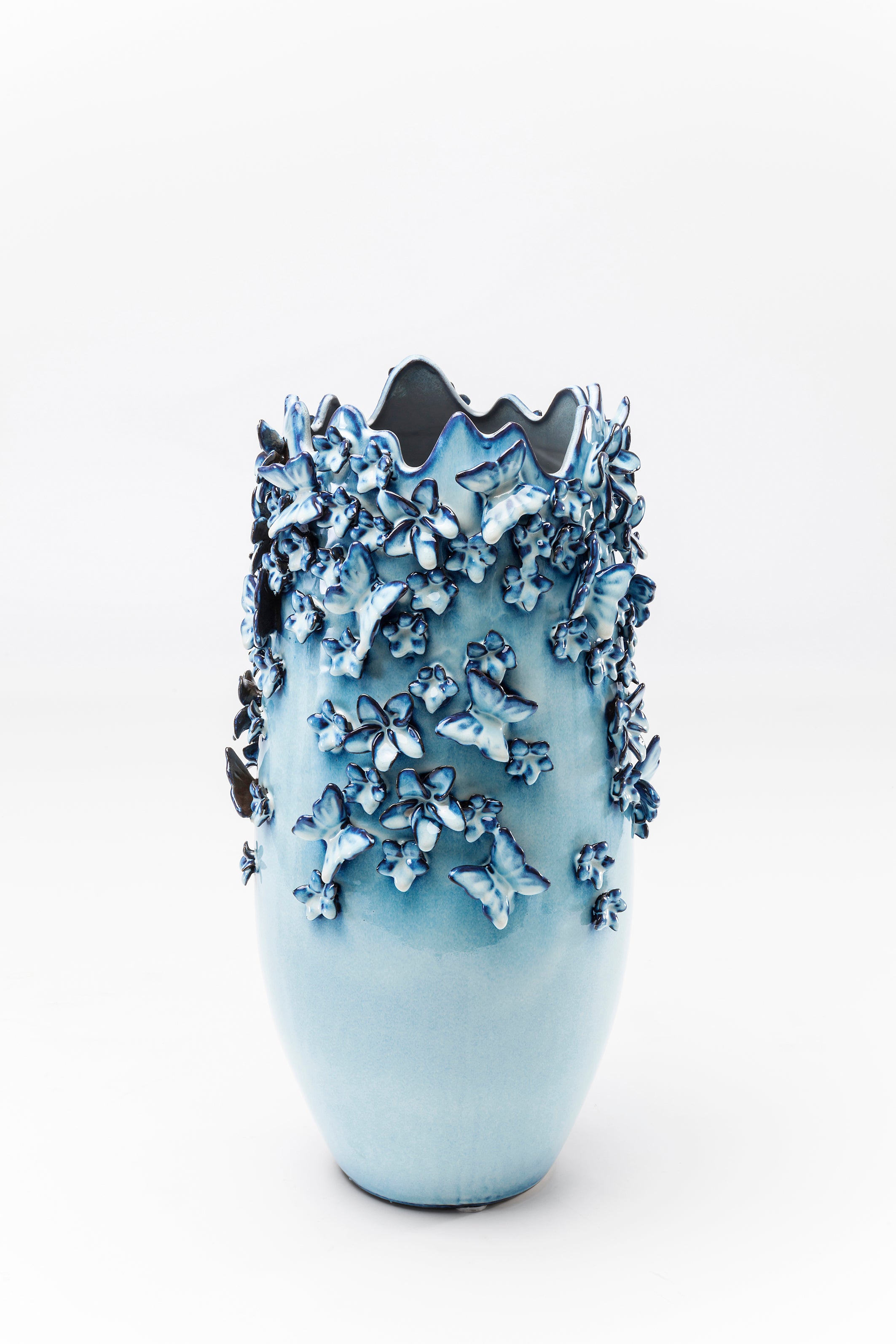 Kare - Vase Butterflies Lightblue 50cm