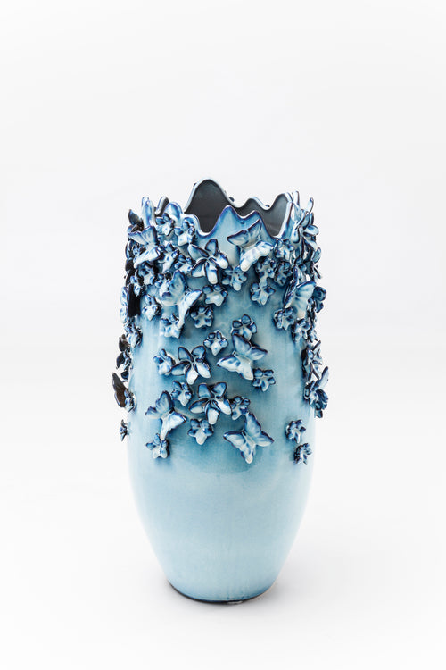 Kare - Vase Butterflies Lightblue 50cm