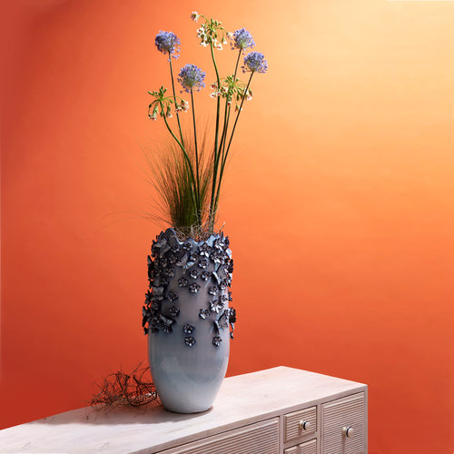 Kare - Vase Butterflies Lightblue 50cm