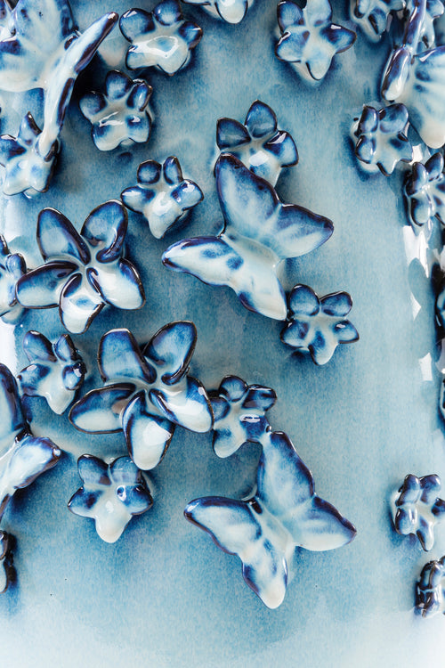 Kare - Vase Butterflies Lightblue 50cm