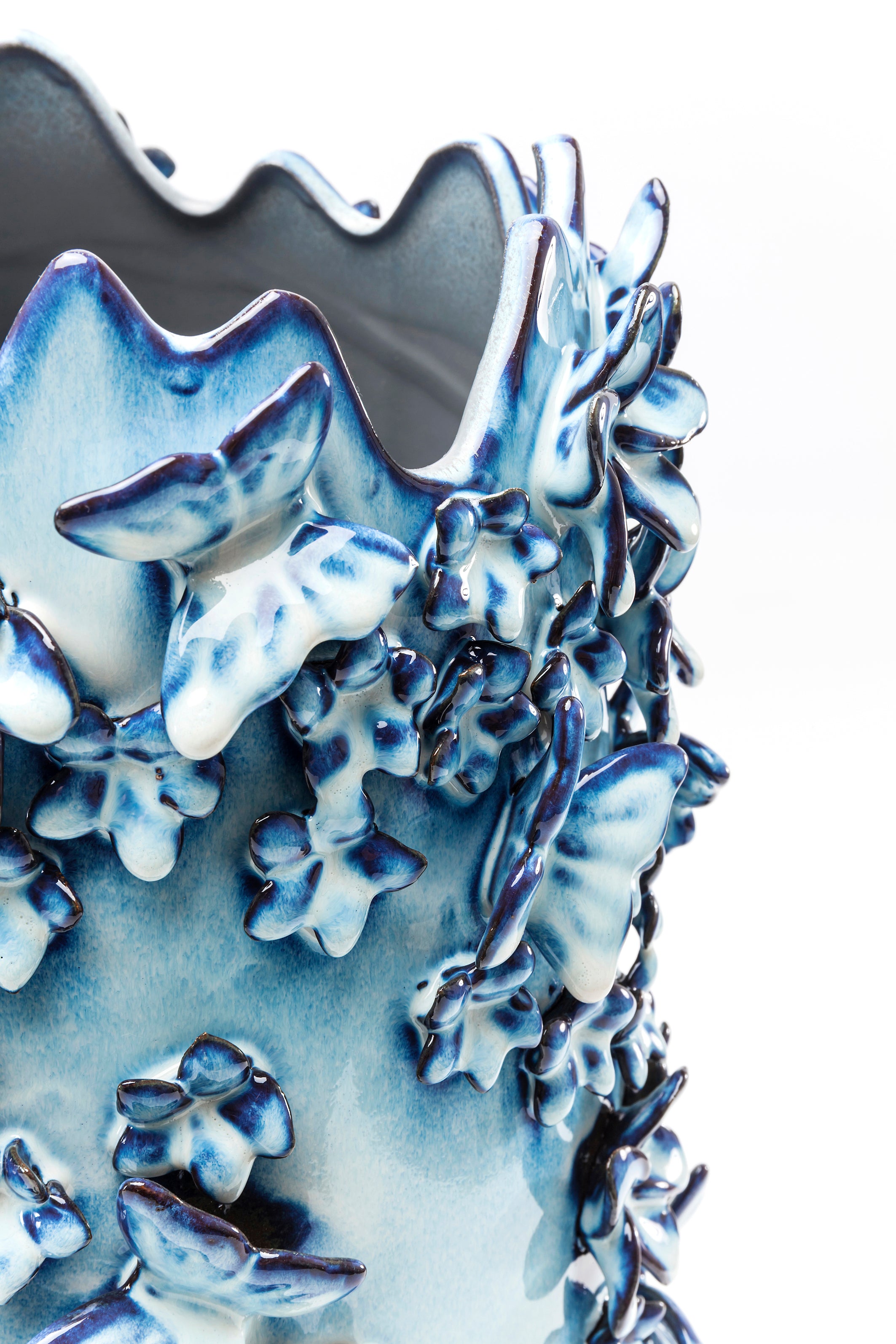 Kare - Vase Butterflies Lightblue 50cm