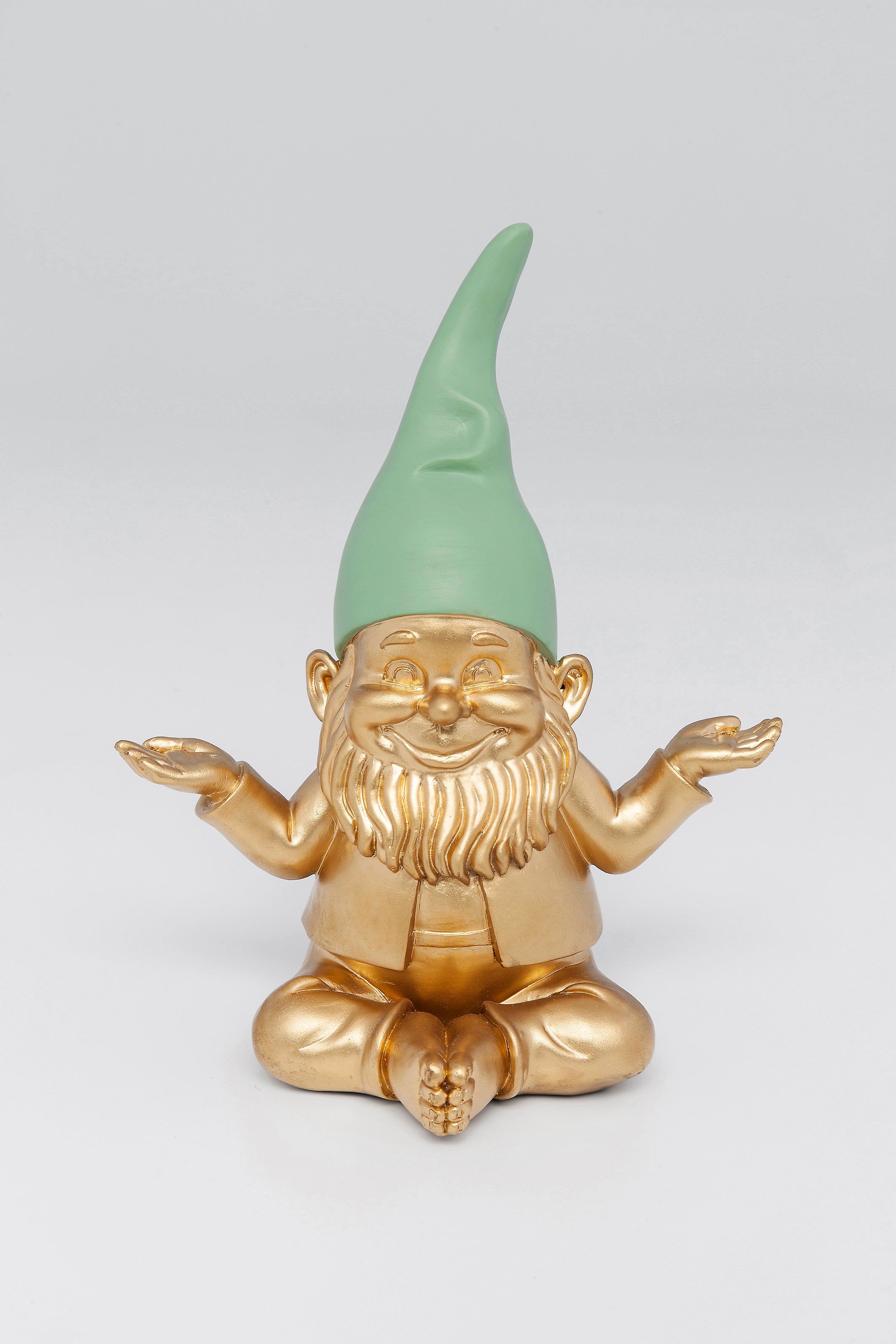 Kare - Deco Figurine Gnome Meditation Gold Green 19cm