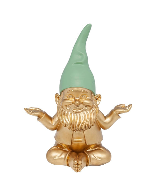 Kare - Deco Figurine Gnome Meditation Gold Green 19cm