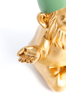 Kare - Deco Figurine Gnome Meditation Gold Green 19cm