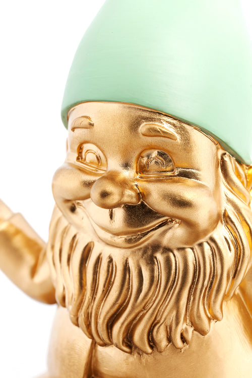 Kare - Deco Figurine Gnome Meditation Gold Green 19cm