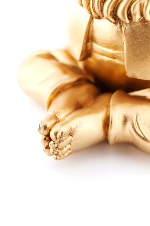 Kare - Deco Figurine Gnome Meditation Gold Green 19cm