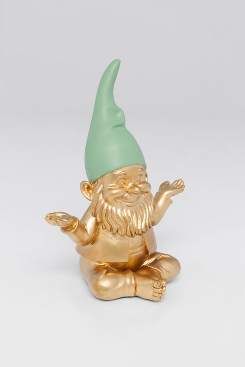 Kare - Deco Figurine Gnome Meditation Gold Green 19cm