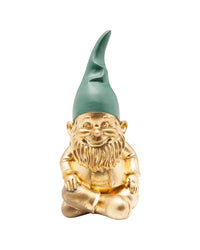 Kare - Deco Figurine Gnome Sitting Gold Green 19cm
