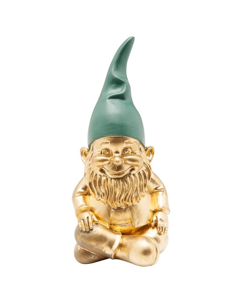 Kare - Deco Figurine Gnome Sitting Gold Green 19cm