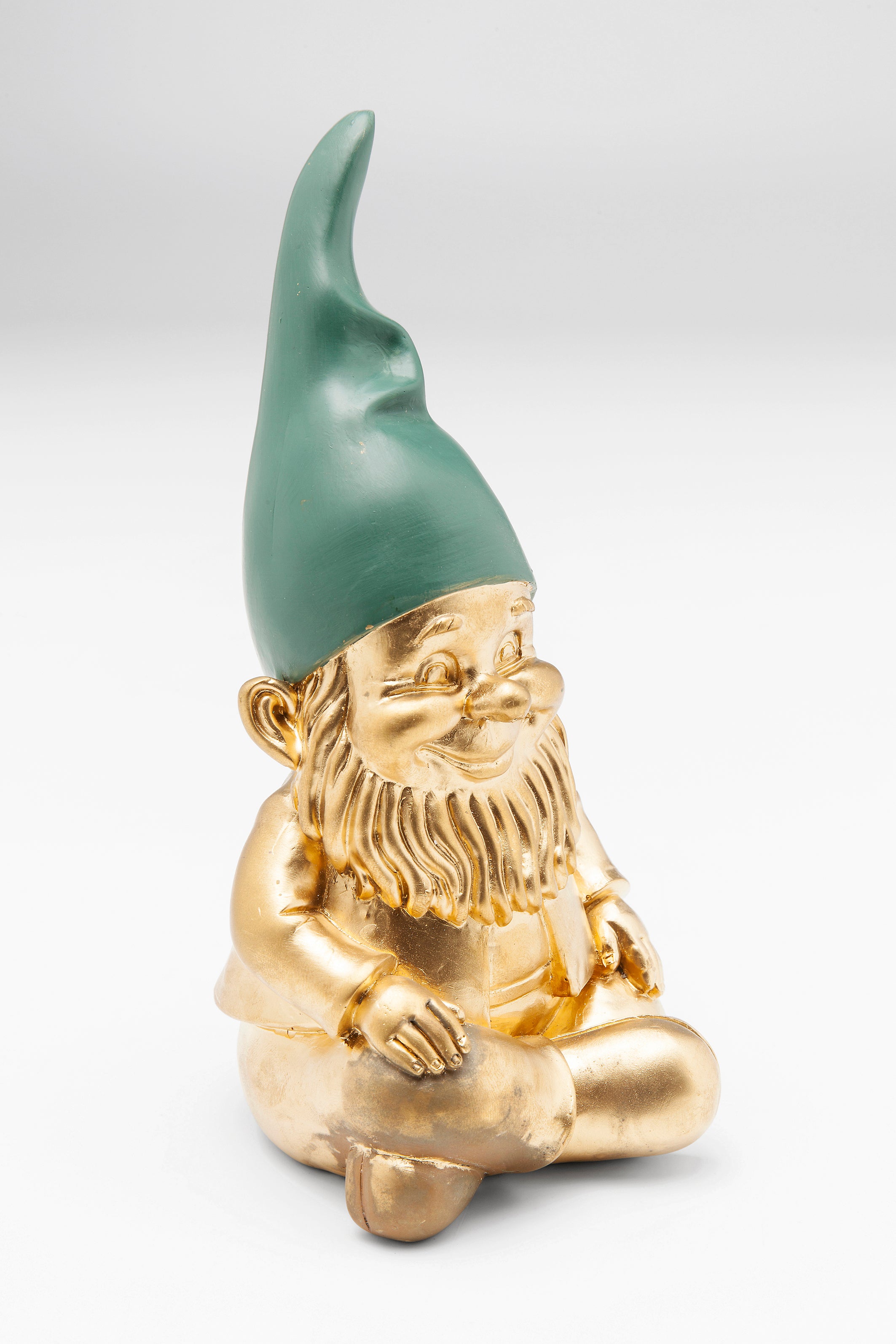 Kare - Deco Figurine Gnome Sitting Gold Green 19cm