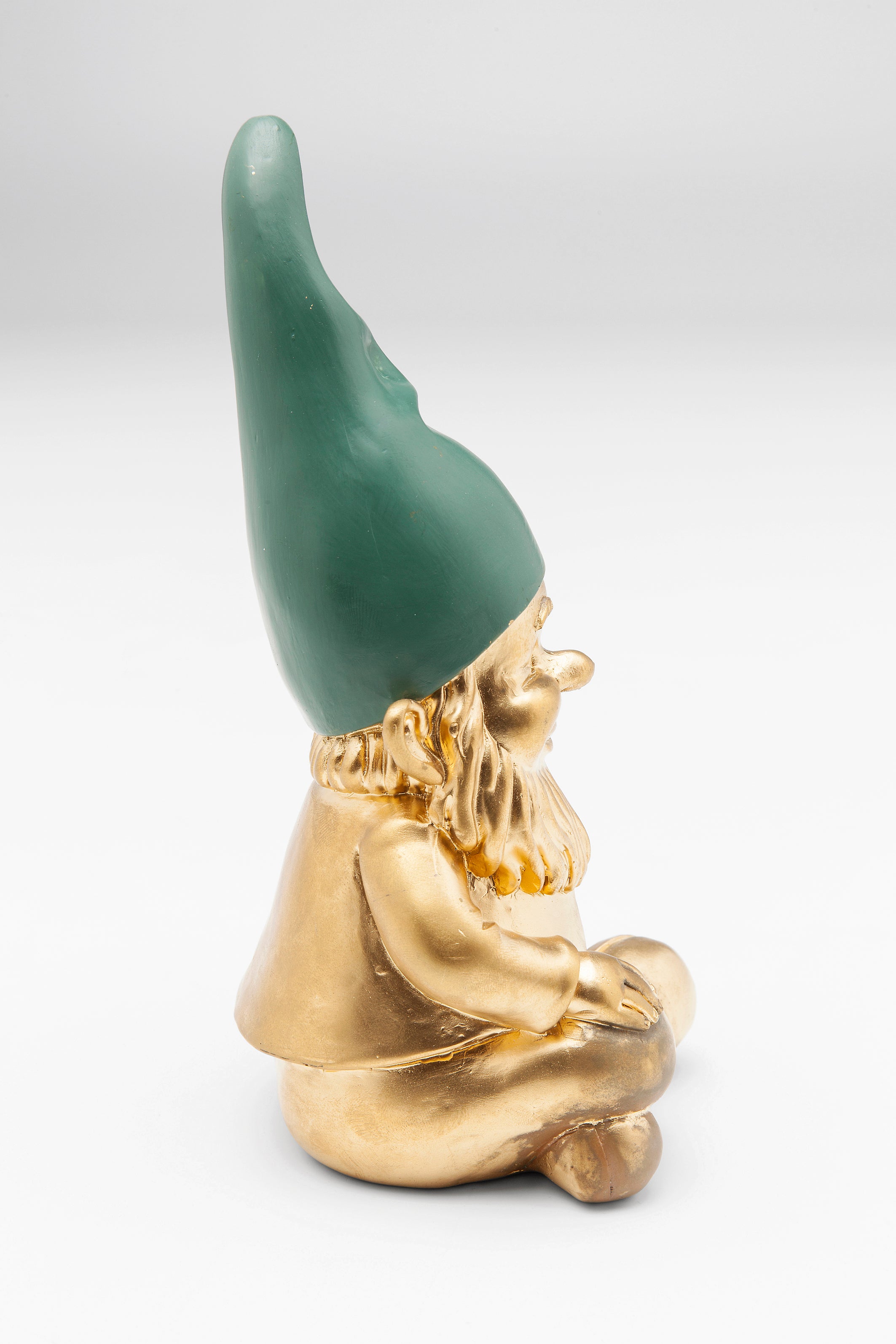 Kare - Deco Figurine Gnome Sitting Gold Green 19cm