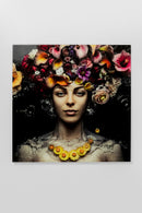 Kare - Glass Picture Flower Art Lady 120x120cm