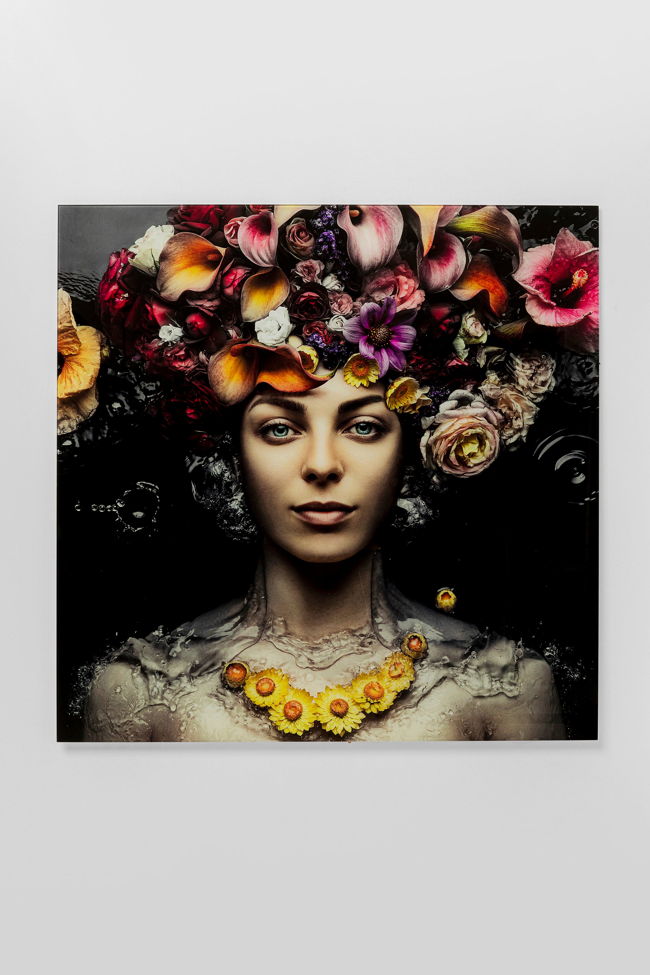 Kare - Glass Picture Flower Art Lady 120x120cm