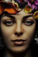 Kare - Glass Picture Flower Art Lady 120x120cm