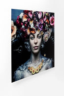 Kare - Glass Picture Flower Art Lady 120x120cm