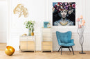Kare - Glass Picture Flower Art Lady 120x120cm