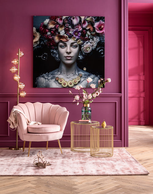 Kare - Glass Picture Flower Art Lady 120x120cm