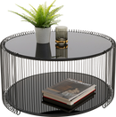 Kare - Coffee Table Wire Double Black Ø80cm