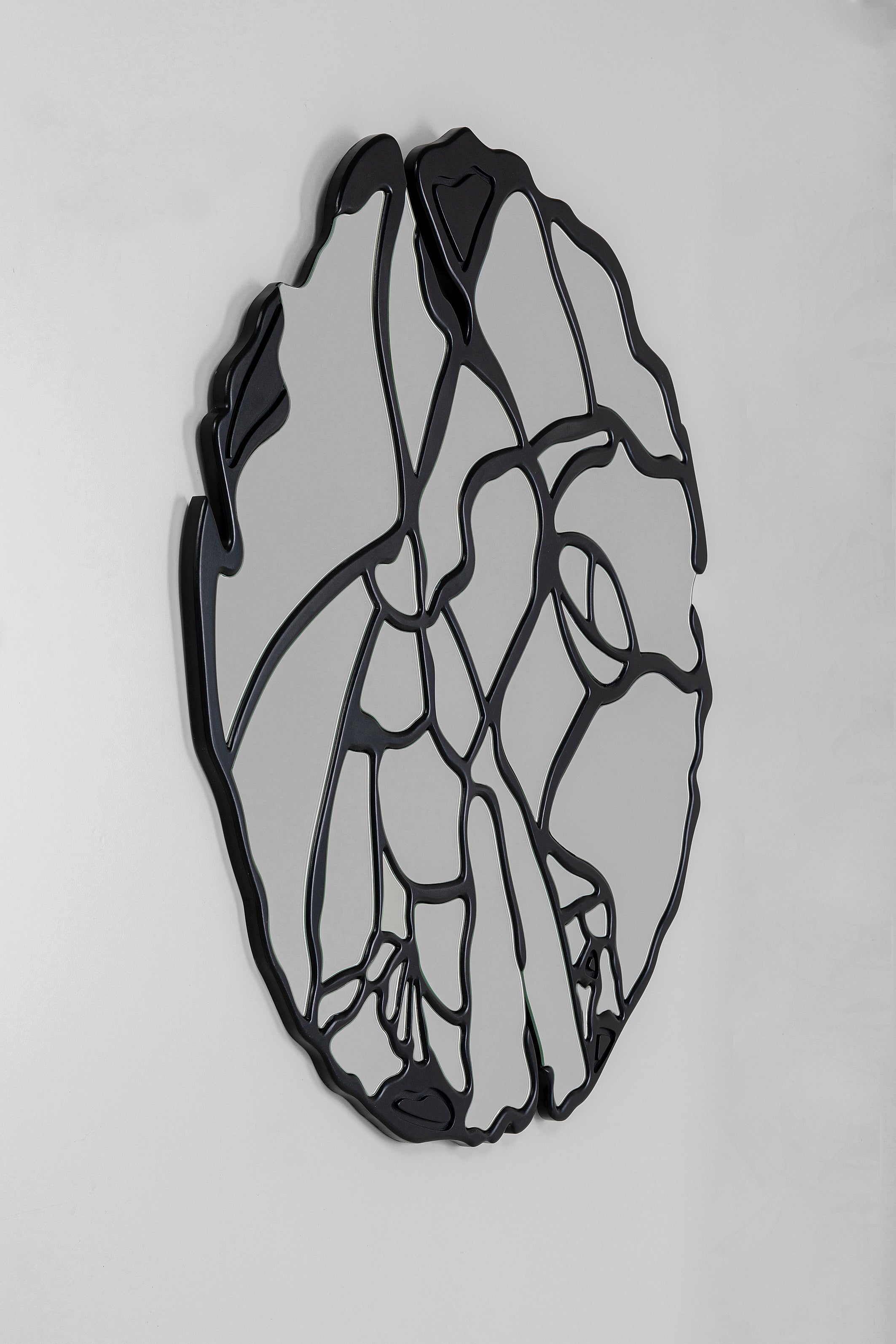 Kare - Wall Mirror Pieces Matt Black Ø100cm