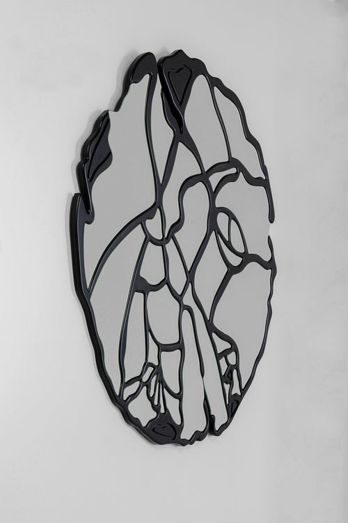 Kare - Wall Mirror Pieces Matt Black Ø100cm