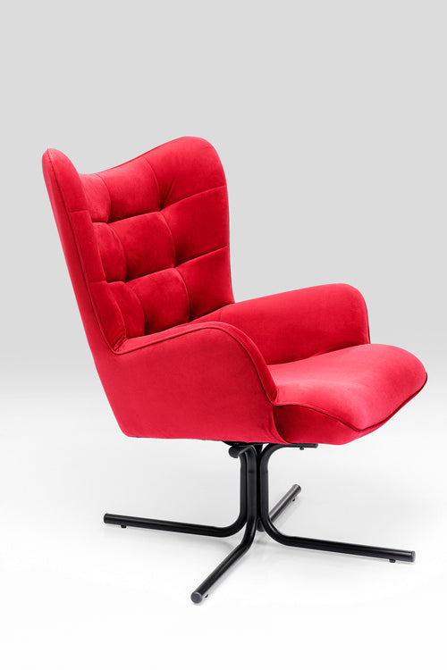 Kare - Swivel Armchair Oscar Velvet Red