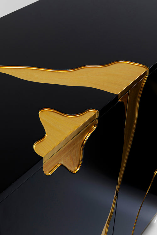 Kare - Sideboard Cracked Black Gold 165x80cm