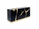 Kare - Sideboard Cracked Black Gold 165x80cm