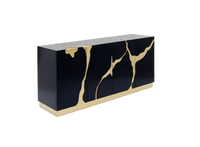 Kare - Sideboard Cracked Black Gold 165x80cm