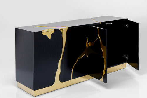 Kare - Sideboard Cracked Black Gold 165x80cm