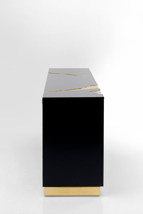 Kare - Sideboard Cracked Black Gold 165x80cm