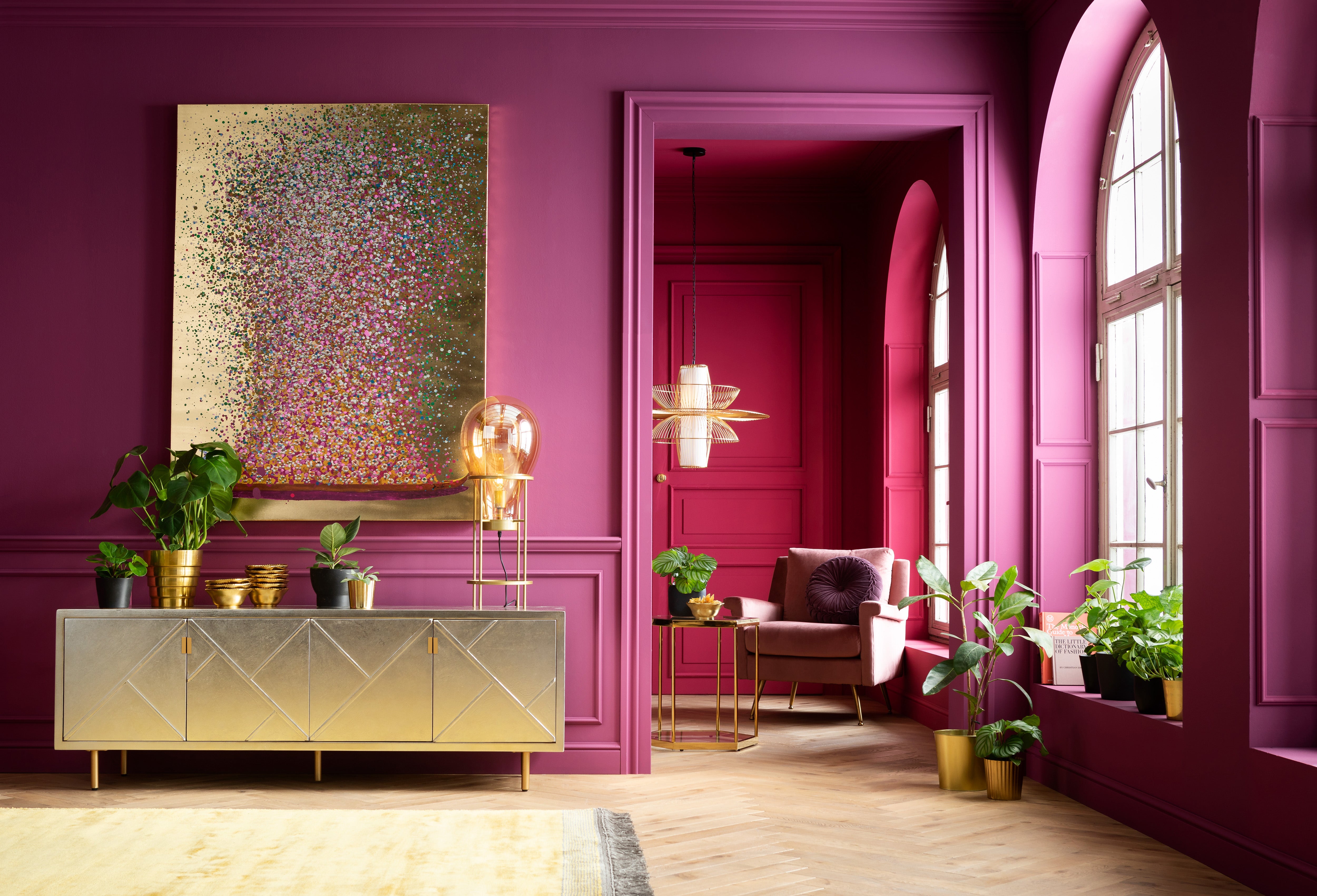 Kare - Canvas Picture Flower Boat Gold Pink 120x160cm