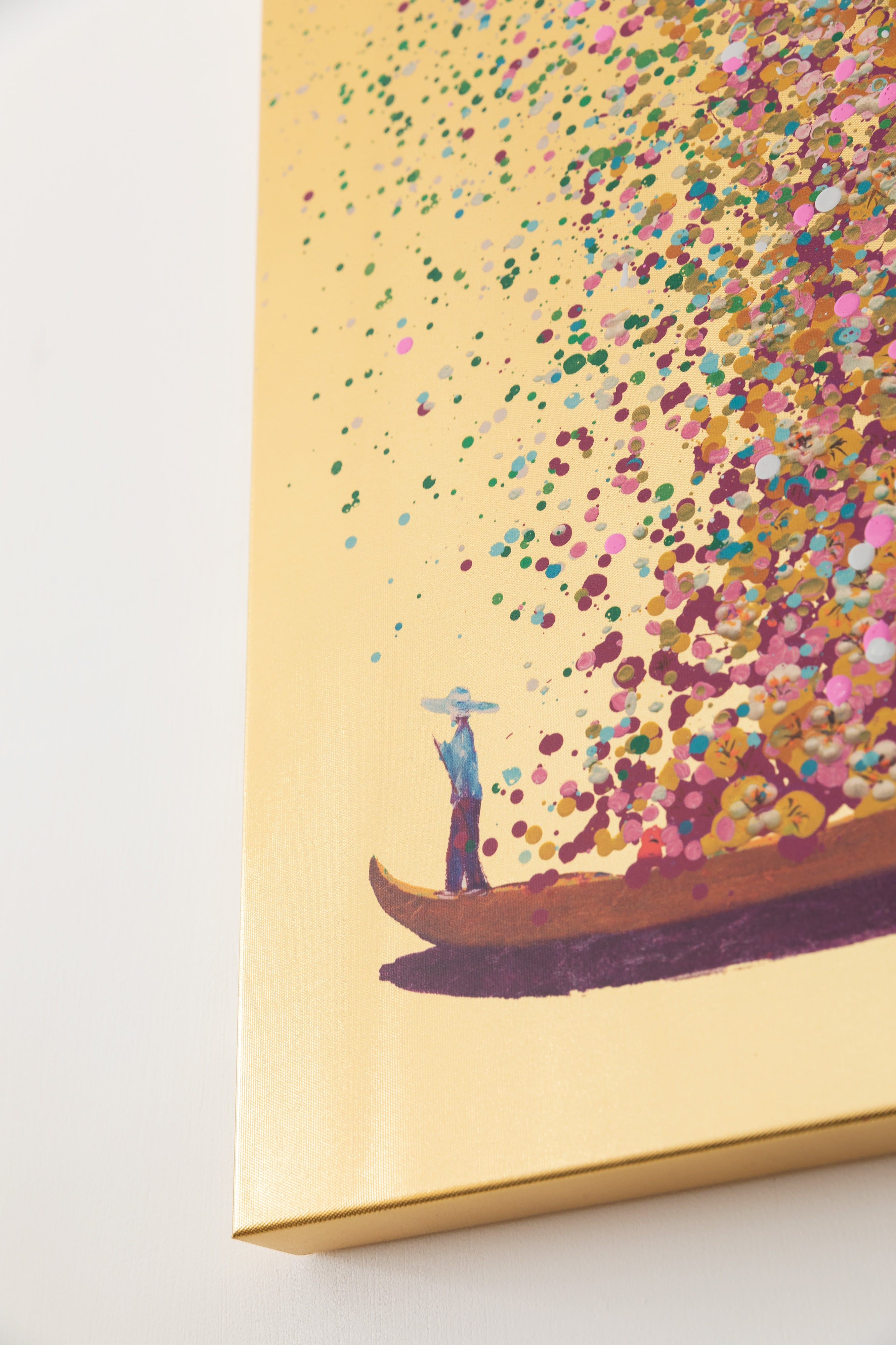 Kare - Canvas Picture Flower Boat Gold Pink, 80 x 100 cm
