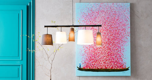 Kare - Canvas Picture Flower Boat Blue Pink 120x160cm