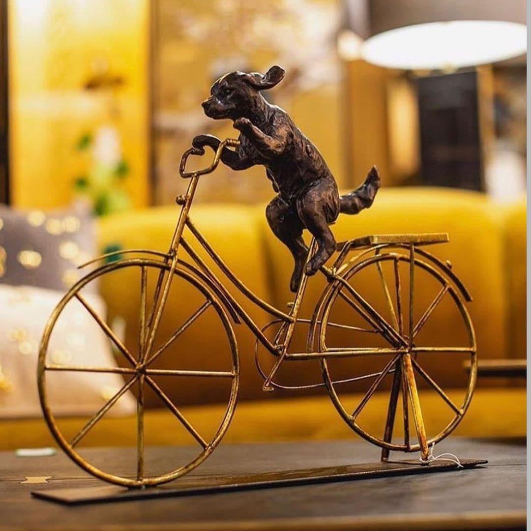 Kare - Deco Object Dog With Bicycle 44cm