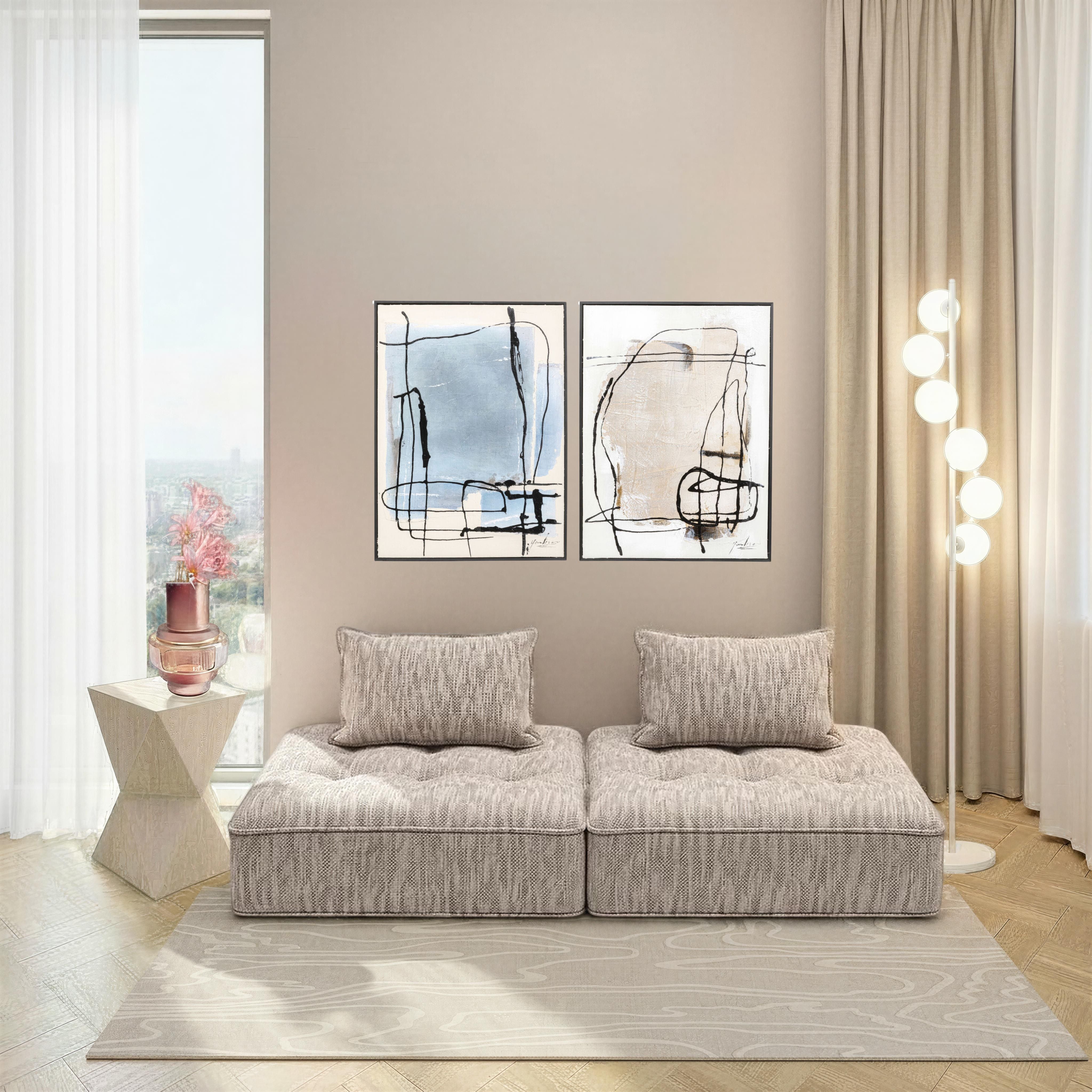 Kare - Framed Picture Dust Grey 55x75cm